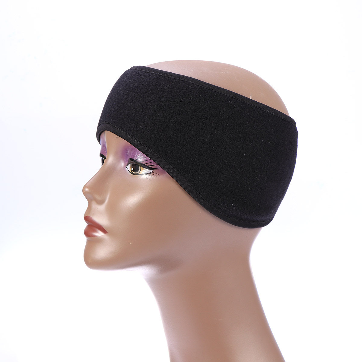 Fleece Ear Warmer Band - 남녀공용 검은색 귀마개 헤어밴드, 플리스 소재,