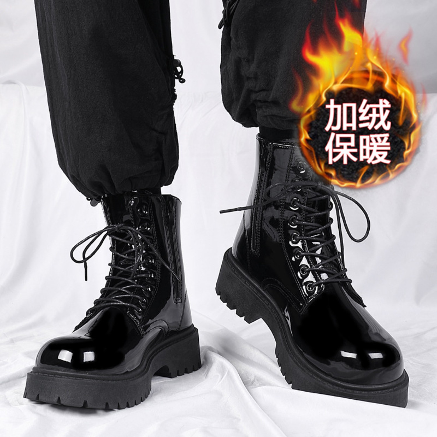 Waterproof Winter Boot - 남성용 따뜻한 플러시 하이탑 부츠 겨울용