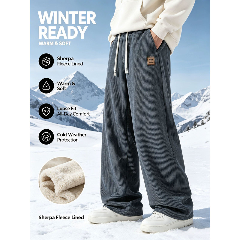 Corduroy Pant Warm - 남성용 겨울 스포츠 바지 코듀로이 남성용