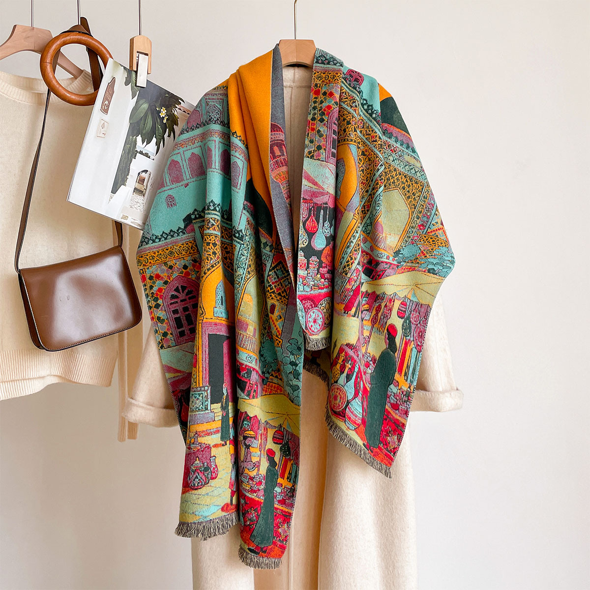 Cashmere Pashmina Wrap - 여성용 인조 캐시미어 스카프 양면 스카프