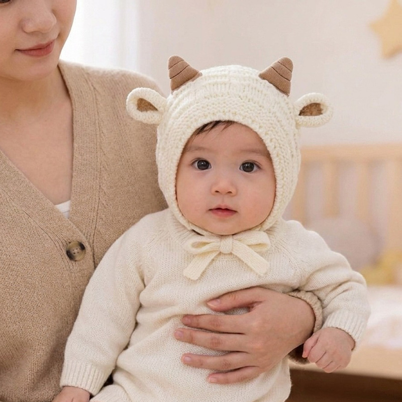 아기용 겨울용 따뜻한 니트 모자, 45~50cm, 유아 - Knit Beanie Hat Warm 리뷰 및 가격