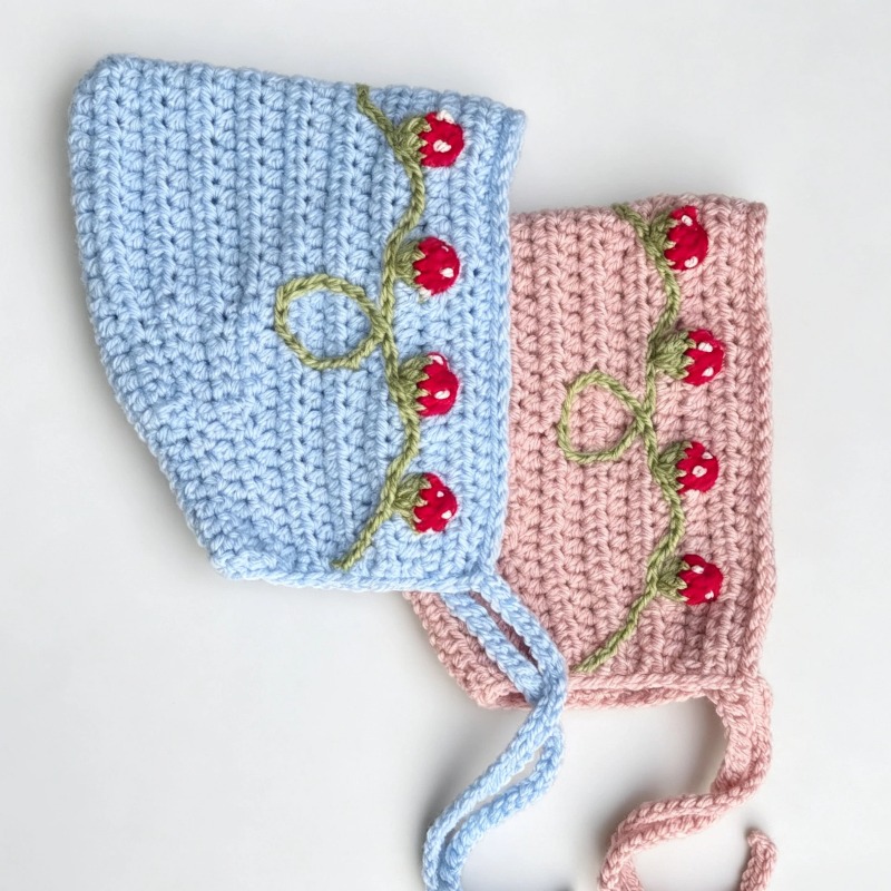 수제 크로셰 컬러풀 딸기 픽시 보넷 모자 여성용 맞춤  - Knit Beanie Hat Warm 리뷰 및 가격