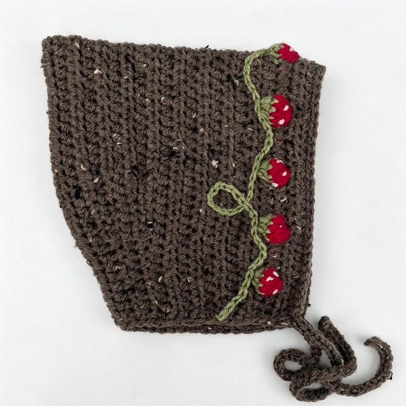 수제 크로셰 컬러풀 딸기 픽시 보넷 모자 여성용 맞춤  - Knit Beanie Hat Warm 리뷰 및 가격