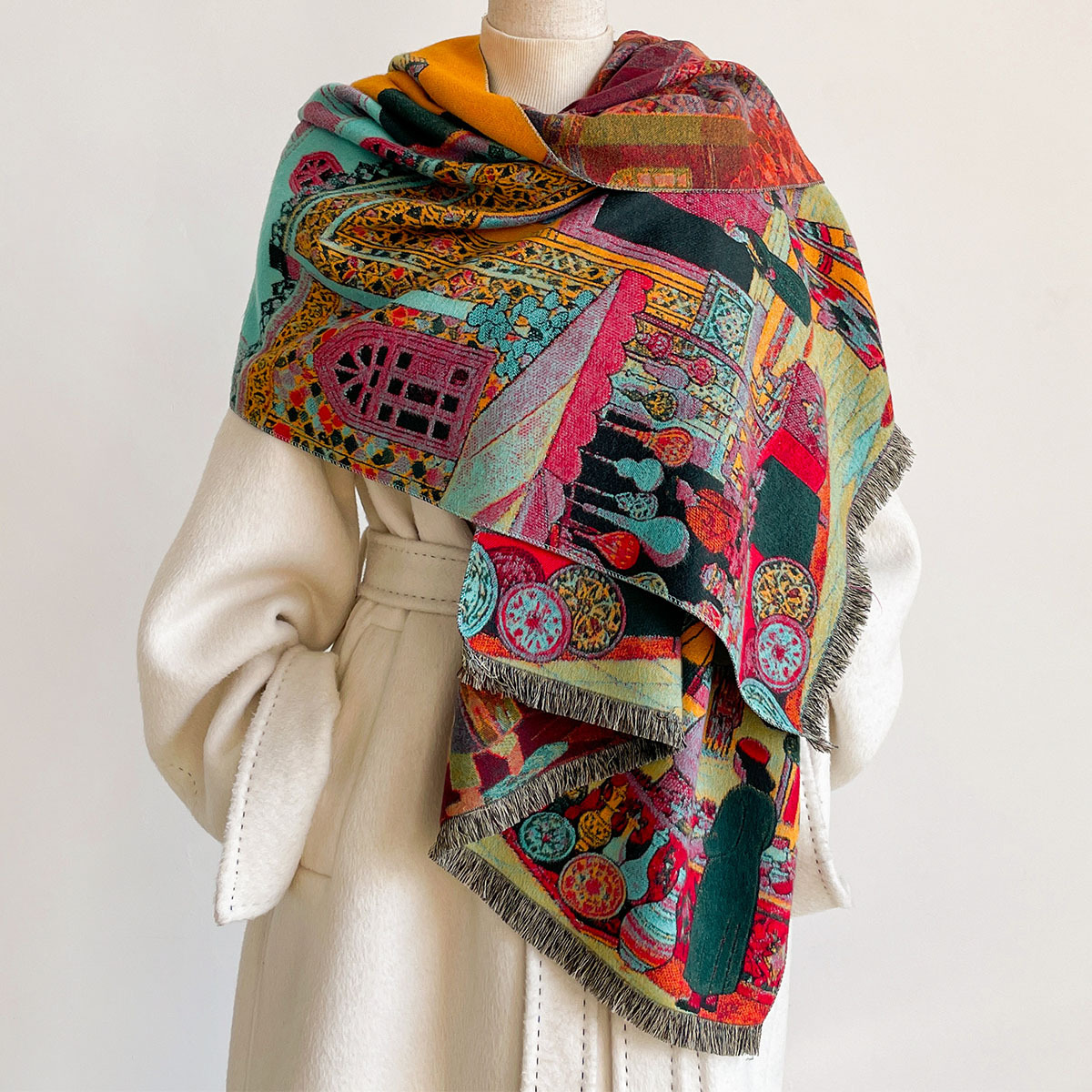 여성용 인조 캐시미어 스카프 양면 스카프 숄 겨울용 두 - Cashmere Pashmina Wrap 리뷰 및 가격